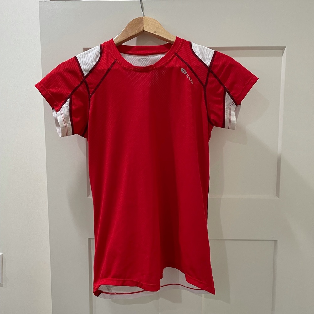 SUGOI Women’s Short Sleeve Pullover Red White Medium Shirt